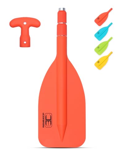 OCEANBROAD Teleskop-Notfall-Paddel, 53,3-106,7 cm, zusammenklappbar, Aluminiumschaft, für Kajaing, Bootfahren, Kanufahren, Flussschläuche, Orange, 2 Paddel von OCEANBROAD