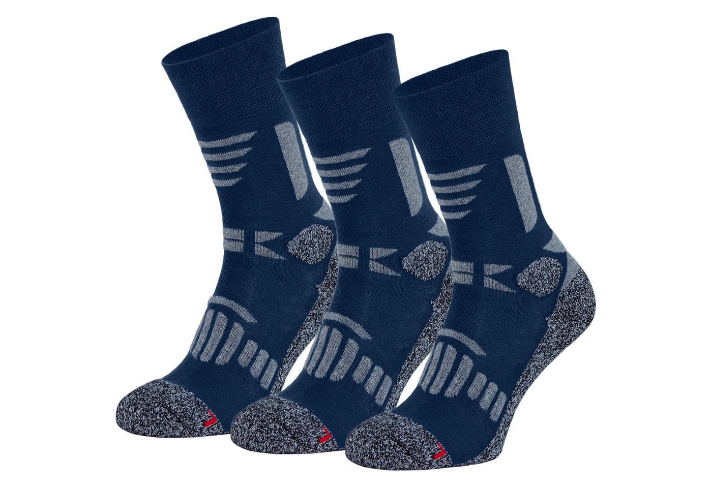 OCERA Wandersocken OCERA HIKE-Trekking/Wander Socken für Damen & Herren, 3 Paar Socken (Packung, 3-Paar, 3 Paar) mit Frottee, mit eingestricktem Logo, mit Mittelfußgummi von OCERA