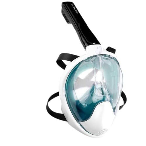 OCEVEN 180° Vollgesichts-Schnorchelmaske Easy Breath Anti-Fog/Anti-Leak Schnorchelmaske mit Verstellbaren Kopfbändern, mit längerem Schnorchelschlauch (S/M, Weiß-Grün) von OCEVEN