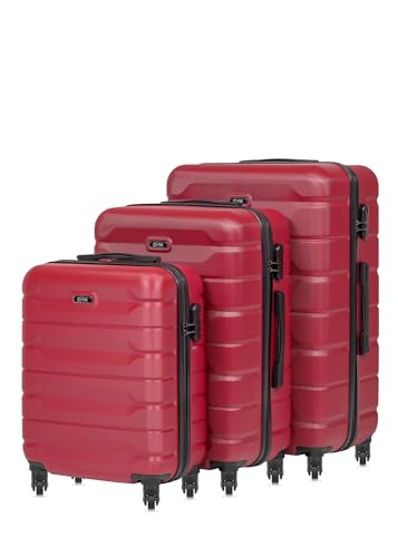 OCHNIK Kofferset | Hartschalenkoffer | Farbe: Rot | Reise-Koffer mit 4 Rollen | Größe: S/M/L | Trolley | Langlebig | Mit ABS | Numerische Sperre von OCHNIK