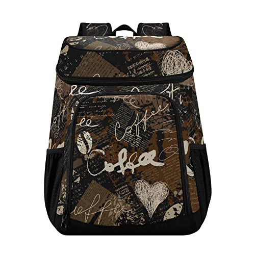 Grunge Collage Kaffee-Kühlrucksack Leichte Camping-Taschen Lunch-Rucksack mit Kühlfach von ODAWA