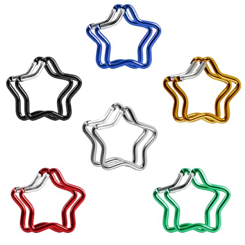 12 Stück Stern Karabiner, SchlüSselanhänger Stern, Karabiner Stern, Star Carabiner, Aluminium-AufhäNgeschnalle, DIY SchlüSselanhänger für Dekoration, Outdoor-Sport, HäNgende Gegenstände von ODDerZZii