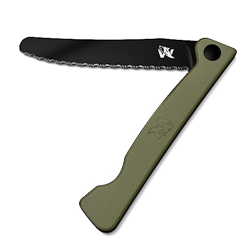 ODENWOLF W-PICNIC - Brotmesser Wellenschliff als Folding Knife - Sägemesser auch geeignet als Jausenmesser oder Brötchenmesser - Scharfes Outdoor Wellenmesser klappbar verwendbar als Picnic Messer von ODENWOLF
