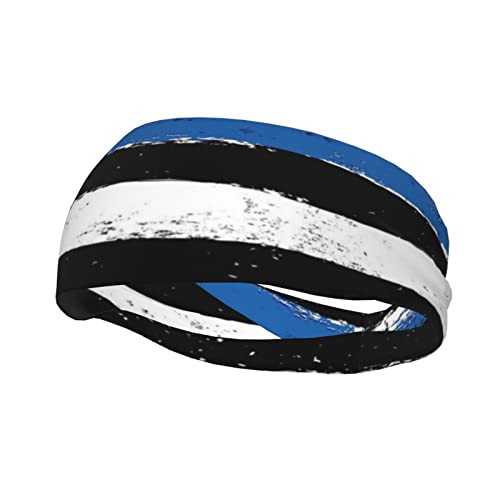 Blue Thin Line USA Flagge Fashion Sport Dekoratives Schweißband, rutschfest, atmungsaktiv und schweißabsorbierendes Stirnband für Männer und Frauen, geeignet für Laufen und Fitnesssport. von ODMP