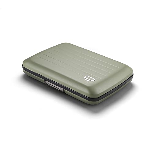 OGON Aluminium Geldbörse Smart Case V2 - Einfache Lagerung - Metallverschluss - Kartenetui mit RFID-Schutz - Bis zu 10 Karten und Banknoten (Matte Farbe Cactus Green) von ÖGON Smart Wallets