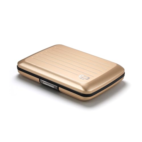 OGON Aluminium Geldbörse Smart Case V2 - Einfache Lagerung - Metallverschluss - Kartenetui mit RFID-Schutz - Bis zu 10 Karten und Banknoten (Aluminium Rose Gold) von ÖGON Smart Wallets