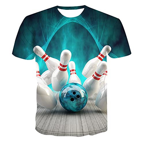 OEIEZ 3D Green Bowling Print T-Shirt Herren Damen Kurzarm Sommer Laufen Sport Lässig Rundhals Top 6XL von OEIEZ