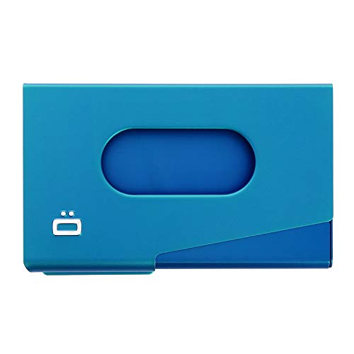 ÖGON Smart Wallets - One Touch - Visitenkartenhalter aus Aluminium - Kapazität 15 Visitenkarten (Blau) von ÖGON Smart Wallets