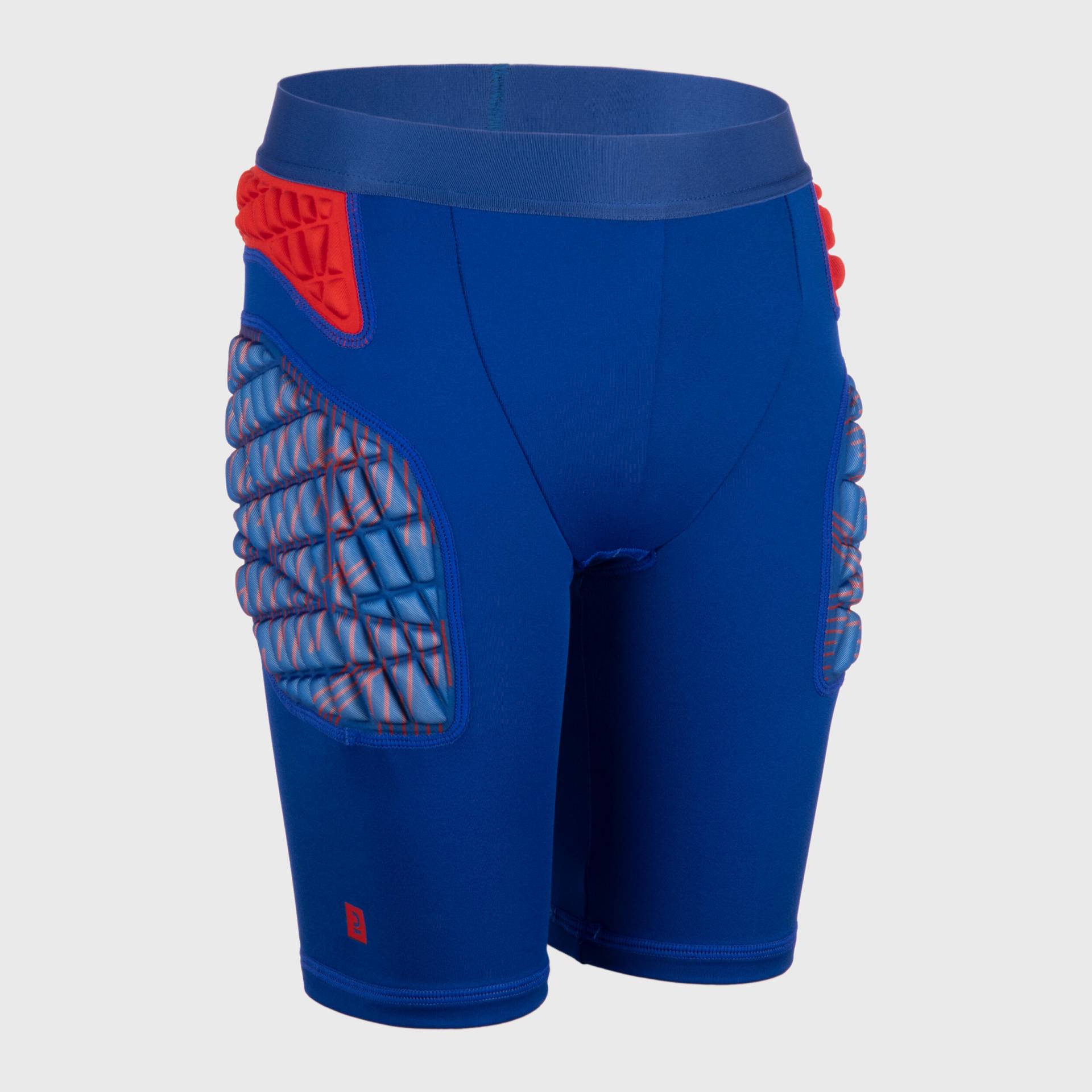 Kinder Rugby Protector Shorts R500 blau/rot von OFFLOAD