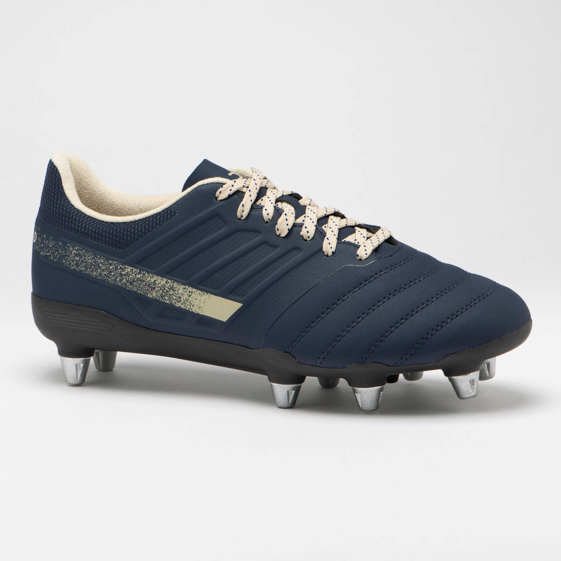 Damen/Herren Rugby Schuhe Schraubstollen SG - Impact R500 marineblau/beige von OFFLOAD