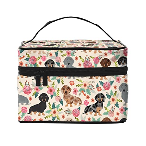 Reise-Kosmetiktasche mit Panda-Aufdruck, mit Reißverschluss, Geschenk für Frauen für Kosmetikzubehör, Hund Floral, Einheitsgröße von OGNOT