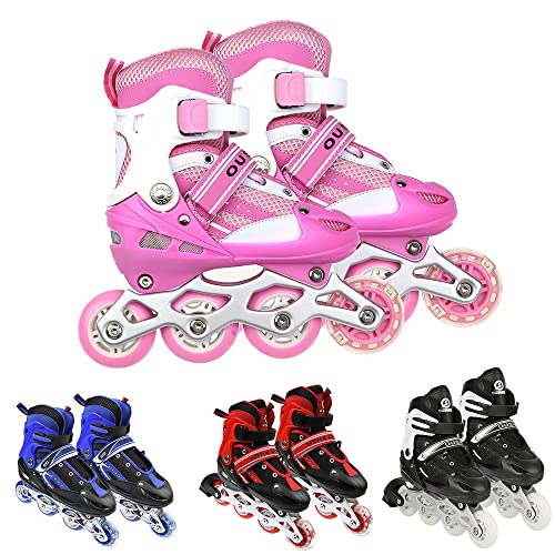OHMG Inlineskates Größe S/M, Inlineskates für Kinder, Rollschuhe mit leuchtenden Rollen, Inlineskates für Anfänger, Mädchen und Jungen von OHMG