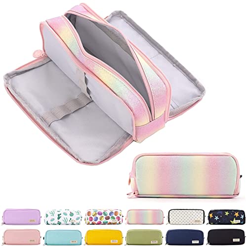 OIOYLEY Federmäppchen Groß mit 3 Fach, Federtaschen Teenager Mädchen Mäppchen Etui Stifte 3 Fach, Pencil Case für Kinder Erwachsene für Schule & Büro, mehr farbig (Nur EIN Federmäppchen, kein Stift) von OIOYLEY