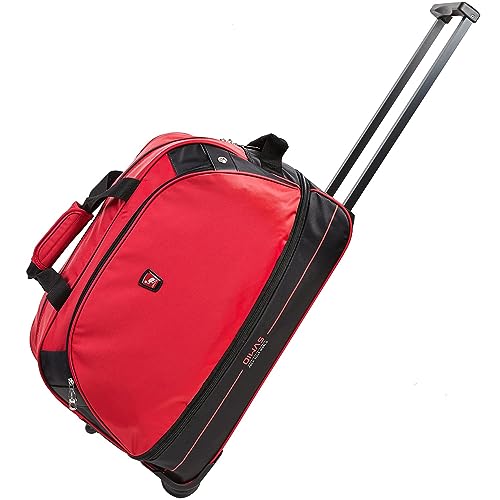 OIWAS Kleine Reisetasche Damen mit Rollen 50L-60L Trolleyfunktion Tasche erweiterbares Business Trolley Handgepäck Rot von OIWAS