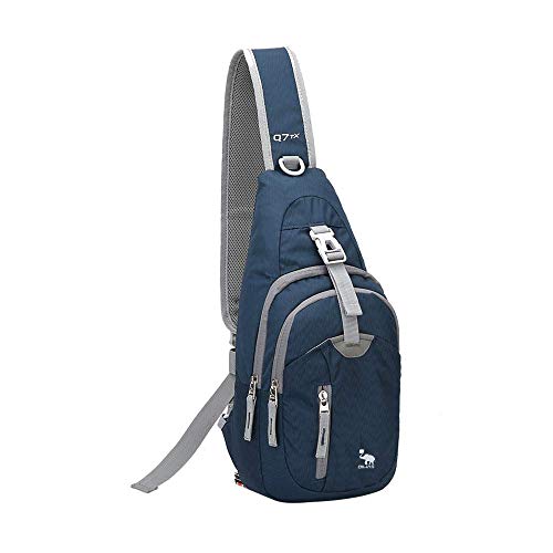 OIWAS Umhängetaschen Herren und Damen Klein Schultertasche Brusttasche Tasche für Outdoor Fotografie Wandern Fahrrad Motorrad Blau und Grau von OIWAS