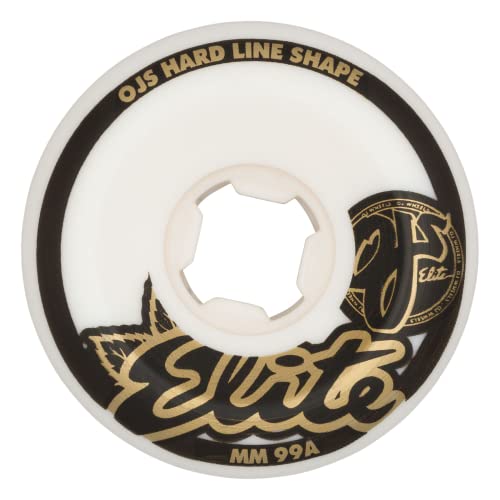 OJ Wheels Elite Hard Line 99a Skateboard-Räder, weiß, 55 mm von OJ