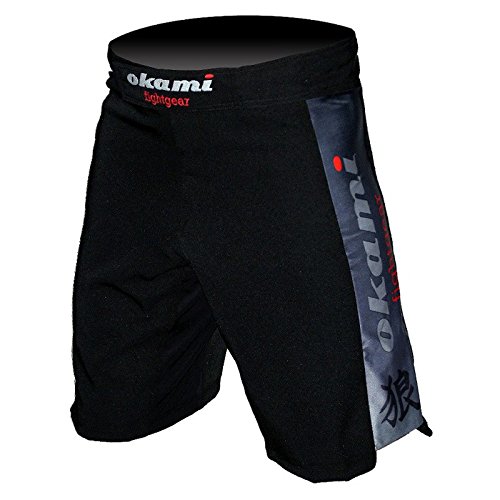 OKAMI Fightgear Herren Kanji MMA Shorts – Schwarz, Small/Größe 30 von OKAMI Fightgear