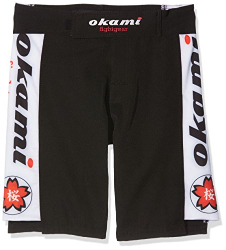 OKAMI Fightgear Kinder Fightshort Sakura Short, schwarz/Weiß, XXS von OKAMI Fightgear