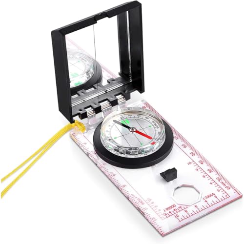 OKBY Multifunktionaler Kompass - Multifunktionaler Kompass mit Mapping-Lineal und Spiegel-Notfall-Kit für Aktivitäten im Freien von OKBY
