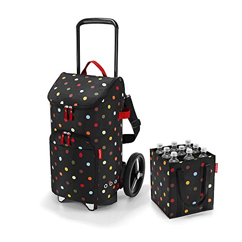 citycruiser Rack + Bag + bottlebag 3in1 Set, DEDFZJ Einkaufstrolley mit Flaschentasche, dots (7009) von reisenthel