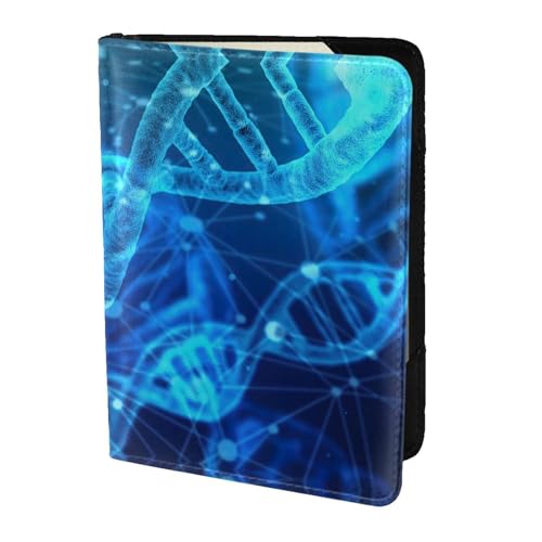 OKFSTY DNA-Kette, Foto-Druck, modische Reisepasshülle, personalisierbar, bedrucktes Rindsleder, Reisepasshülle, 14 cm, Schwarz , Einheitsgröße von OKFSTY