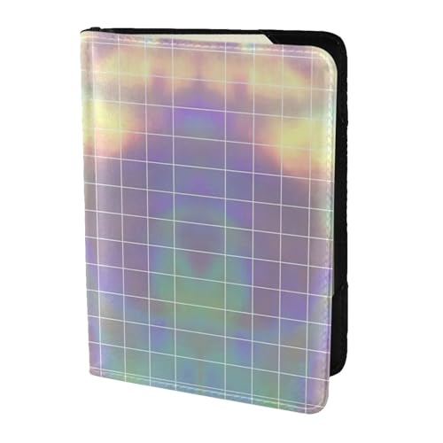OKFSTY Reisepasshülle, reflektierender quadratischer Druck, personalisierbar, bedrucktes Rindsleder, Reisepasshülle, 14 cm, Schwarz , Einheitsgröße von OKFSTY