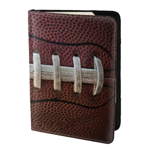 OKFSTY Reisepasshülle aus Rindsleder, Motiv: American Football, Schnürsenkel, bedruckt, 14 cm, Schwarz , Einheitsgröße von OKFSTY