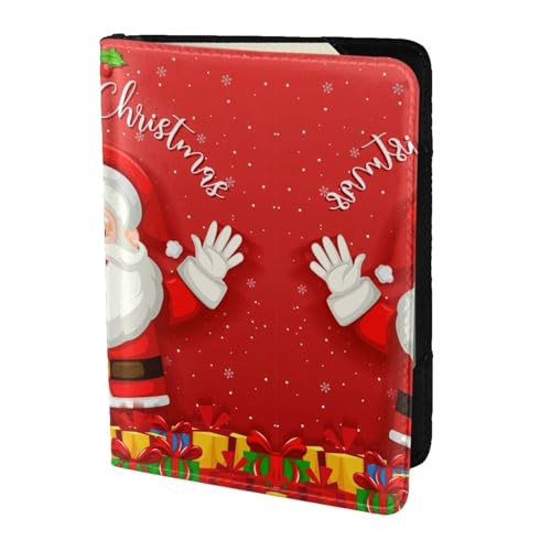 OKFSTY Reisepasshülle aus Rindsleder mit Aufdruck "Merry Christmas", personalisierbar, bedruckt, 14 cm, Schwarz , Einheitsgröße von OKFSTY