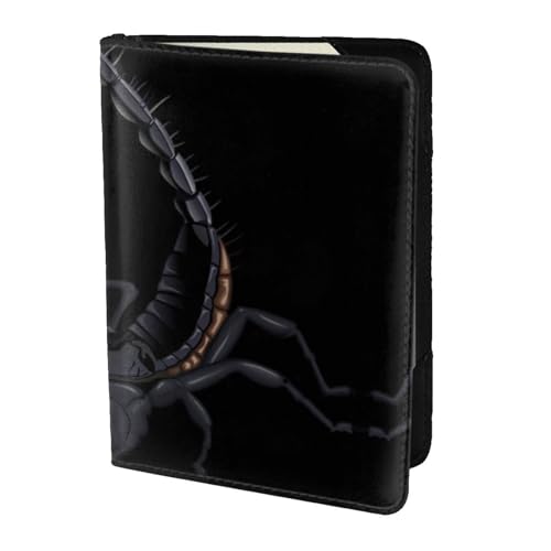 OKFSTY Reisepasshülle mit Skorpion-Druck, personalisierbar, bedrucktes Rindsleder, Reisepasshülle, 14 cm, Schwarz , Einheitsgröße von OKFSTY