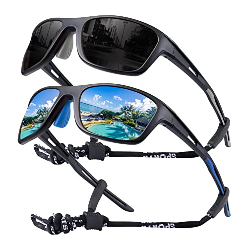 OKH 2 Stück Polarisierte Fahrrad Radsportbrillen Sport-Sonnenbrille für Herren Damen UV400 Schutz laufen Fischerei Wanderung Fahren Radfahren von OKH