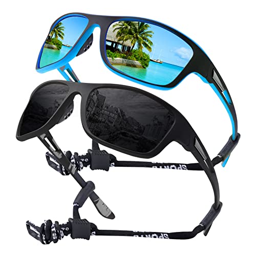 OKH 2 Stück Polarisierte UV400 Radfahren Brille Männer Frauen, Wickeln Sie die Sport Sonnenbrille umwickelt haben, Radsportbrille für Fahrräder, Angeln, Laufen, Klettern, Baseball von OKH
