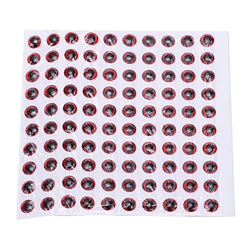 100 Stück Angelköder-Augen, 3D-realistische Selbstklebende gefälschte Augen, Fliegenbinden, Köder, Fischaugen, Pupillen-Angelköder-Augen für die DIY-Herstellung von Angelködern, (Rot) von OKJHFD