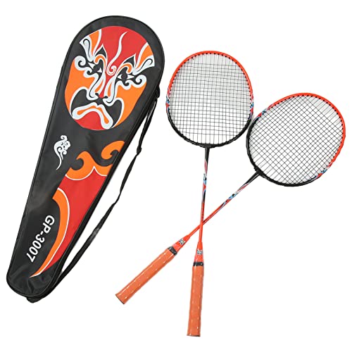 2-Spieler-Badmintonschläger-Set für Outdoor-Hinterhof-Freizeitspiel Anfänger-Badmintonschläger-Set für Anfänger-Amateur-Grundschultraining von OKJHFD