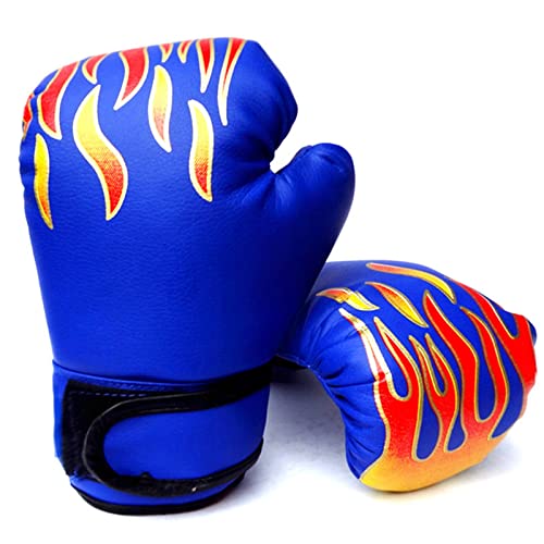 Kinder-Boxhandschuhe, professionelle PU-Boxsack-Handschuhe, Sparring, Junior-Muay-Thai-Handschuhe, Kickboxen, Boxsack-Training, Kämpfen für Junge Kämpfer (Blue) von OKJHFD