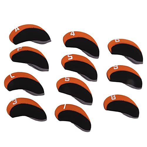 OKJHFD Golfschlägerkopfhüllen, 11 Stück Golfschlägerkopfhüllen aus Neopren, nummeriert, elastisch, tragbarer Golfschlägerkopfschutz für Outdoor-Plätze, Clubs, Herren (Orange) von OKJHFD