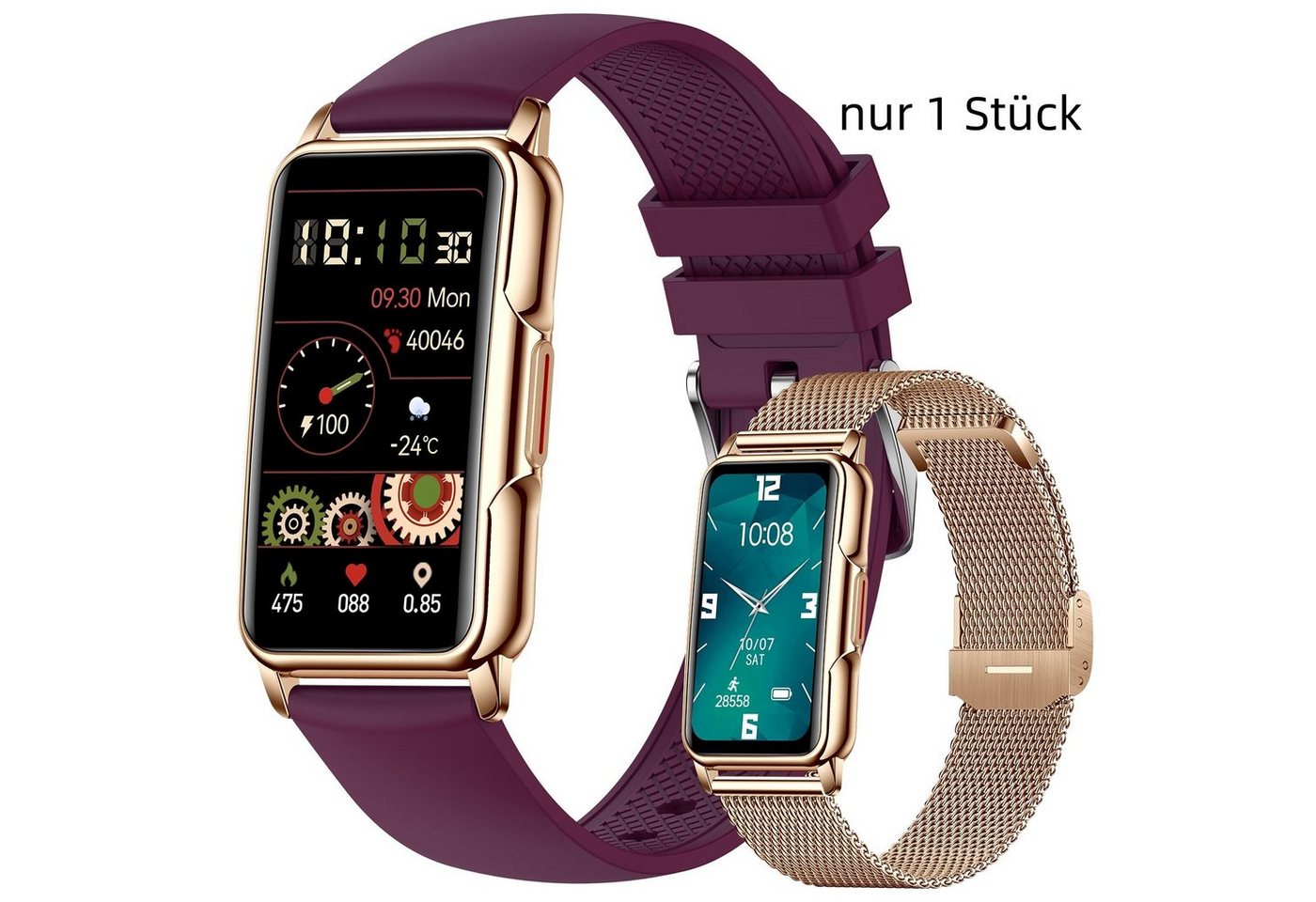 OKWISH Damen Herren Fitness Uhr Uhren Tracker Smart Watch Sportuhr Armbanduhr Smartwatch (1,47 Zoll) nur 1 Stück Fitnessuhr mit Anruferinnerung, 1-tlg., Austauschbare Armbänder, Touchscreen, für iOS/Android, mit Pulsmesser Schrittzähler Schlafmonitor Aktivitätstracker von OKWISH