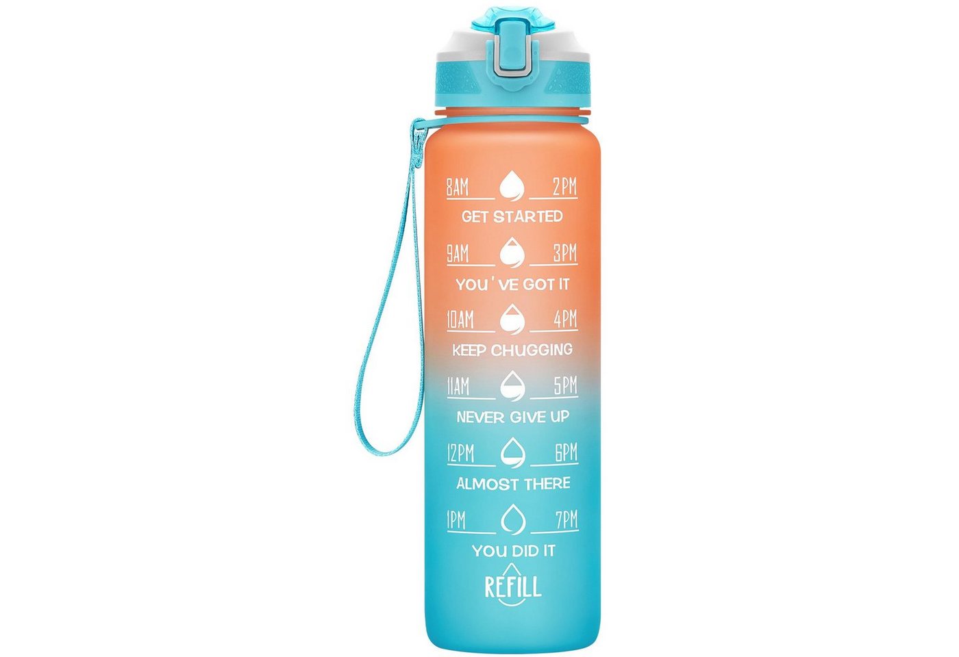 OKWISH Trinkflasche Sport Wasserflasche Sportflasche Auslaufsicher 1 Liter BPA-Frei 1L, Zeitmarkierung und Strohhalm Fitness Outdoor Camping Fahrrad Wandern von OKWISH
