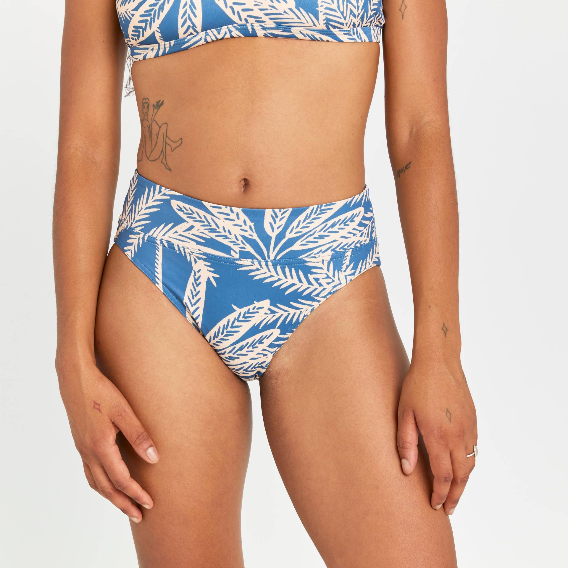 Bikini-Hose Damen hoher Taillenbund - Nora Palmer blau von OLAIAN