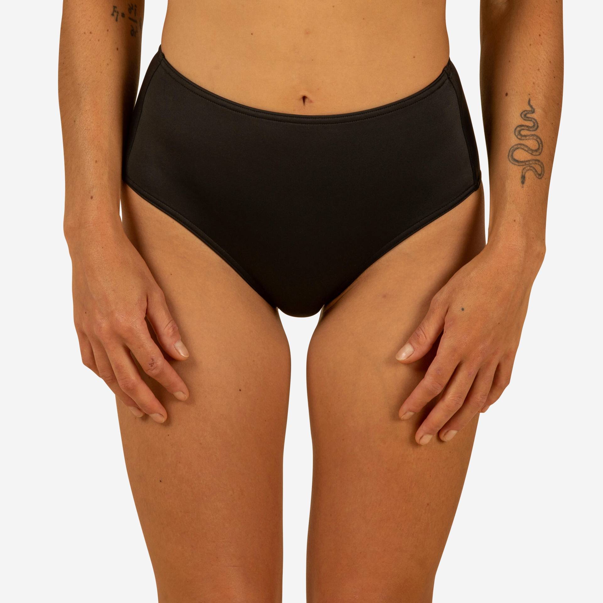 Bikini-Hose Romi hoher Taillenbund Surfen Damen schwarz von OLAIAN