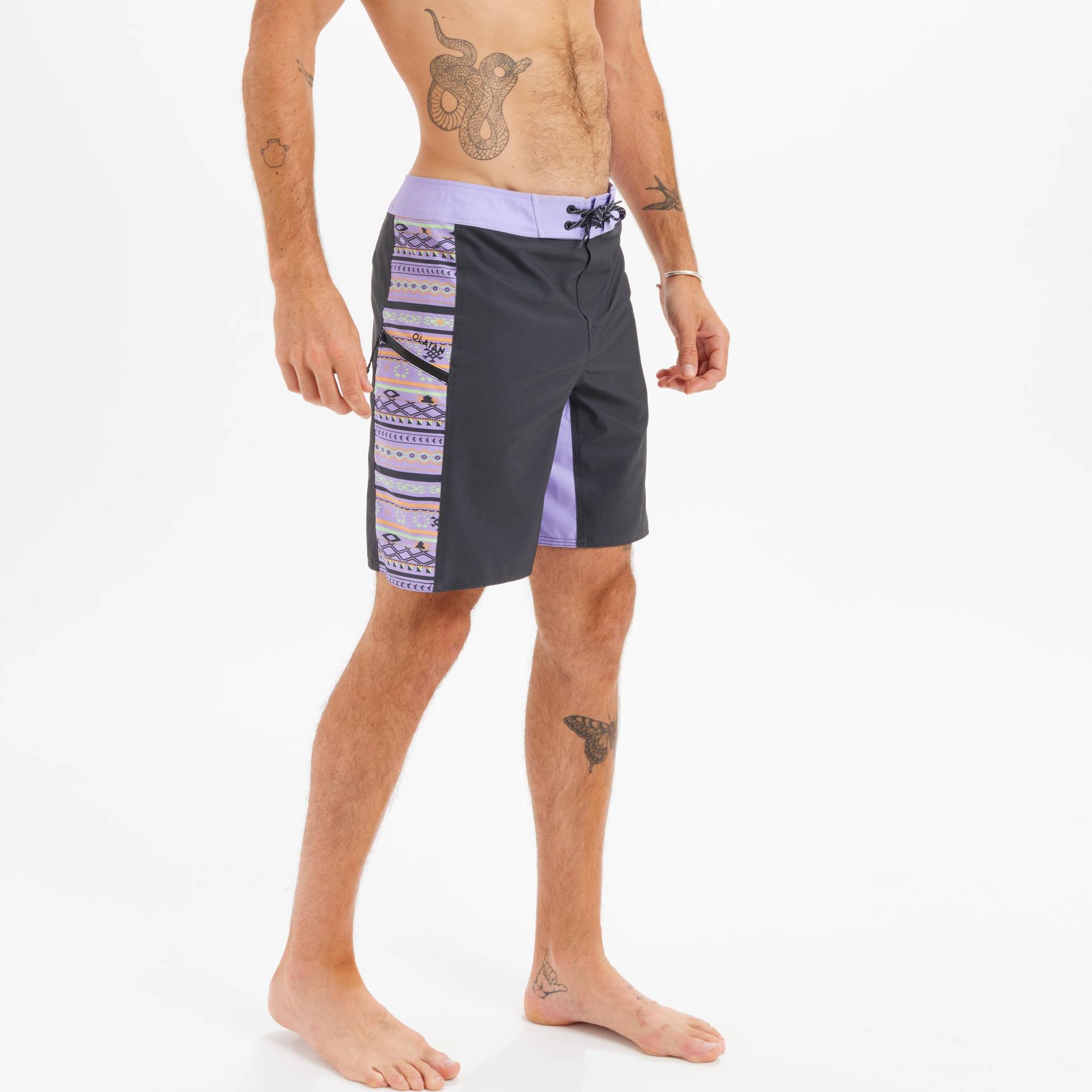 Boardshorts Herren 19" - 500 Blanket violett von OLAIAN