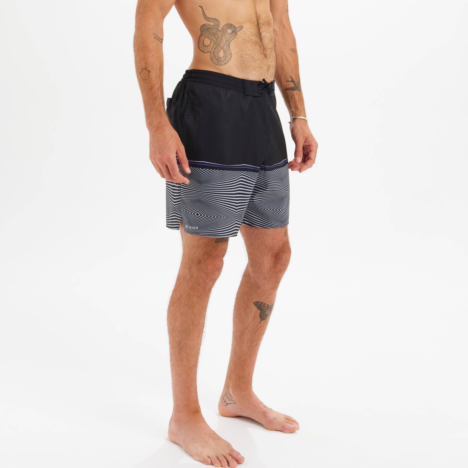 Boardshorts Herren 20" - 100 Cinetic schwarz von OLAIAN