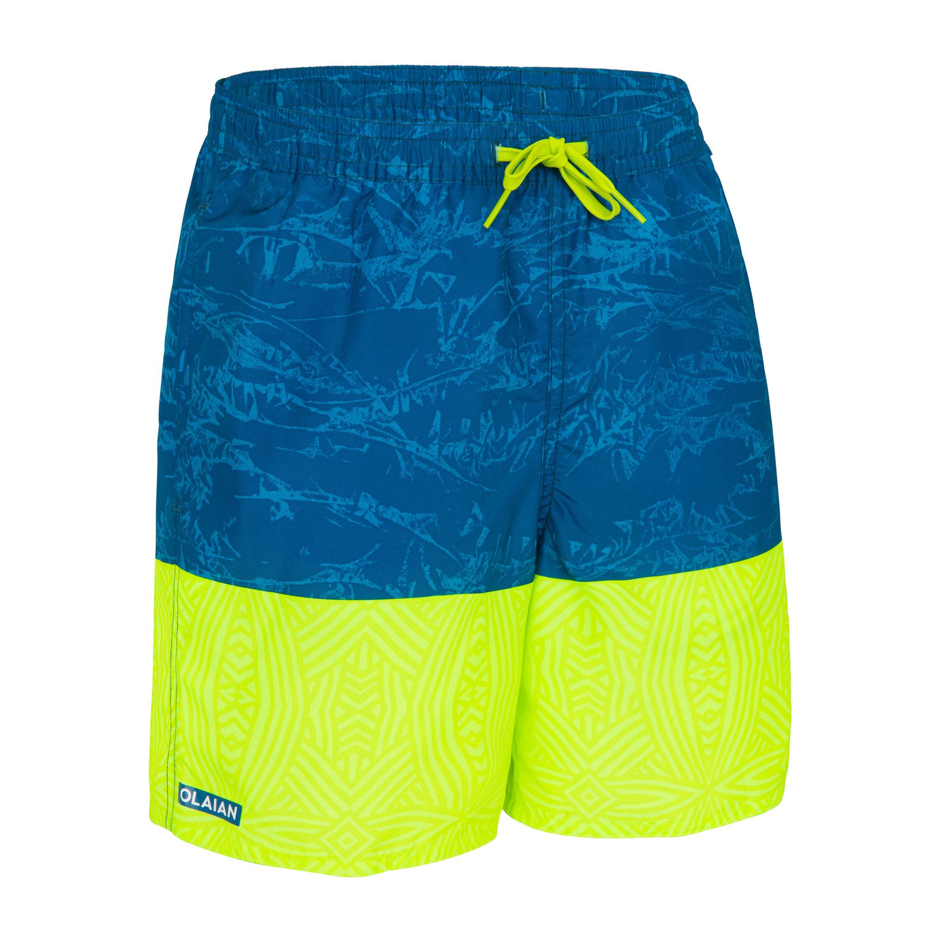 Boardshorts Jungen blau/gelb von OLAIAN