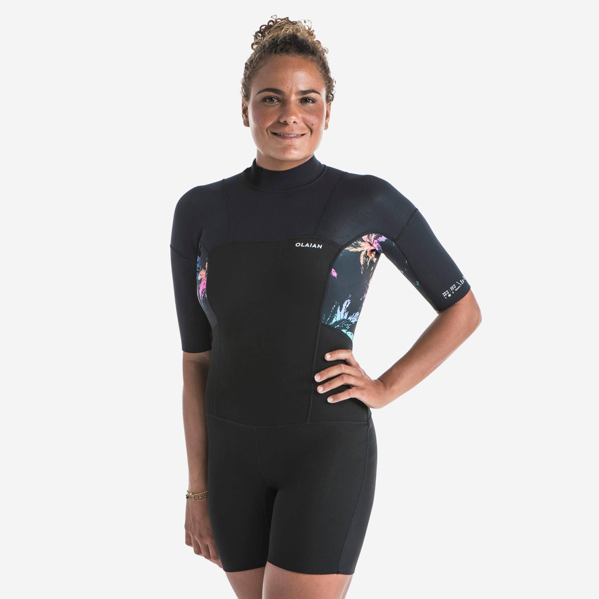 Neopren-Shorty Surfen Damen kurzarm Rückenverschluss 500 Palmdark von OLAIAN