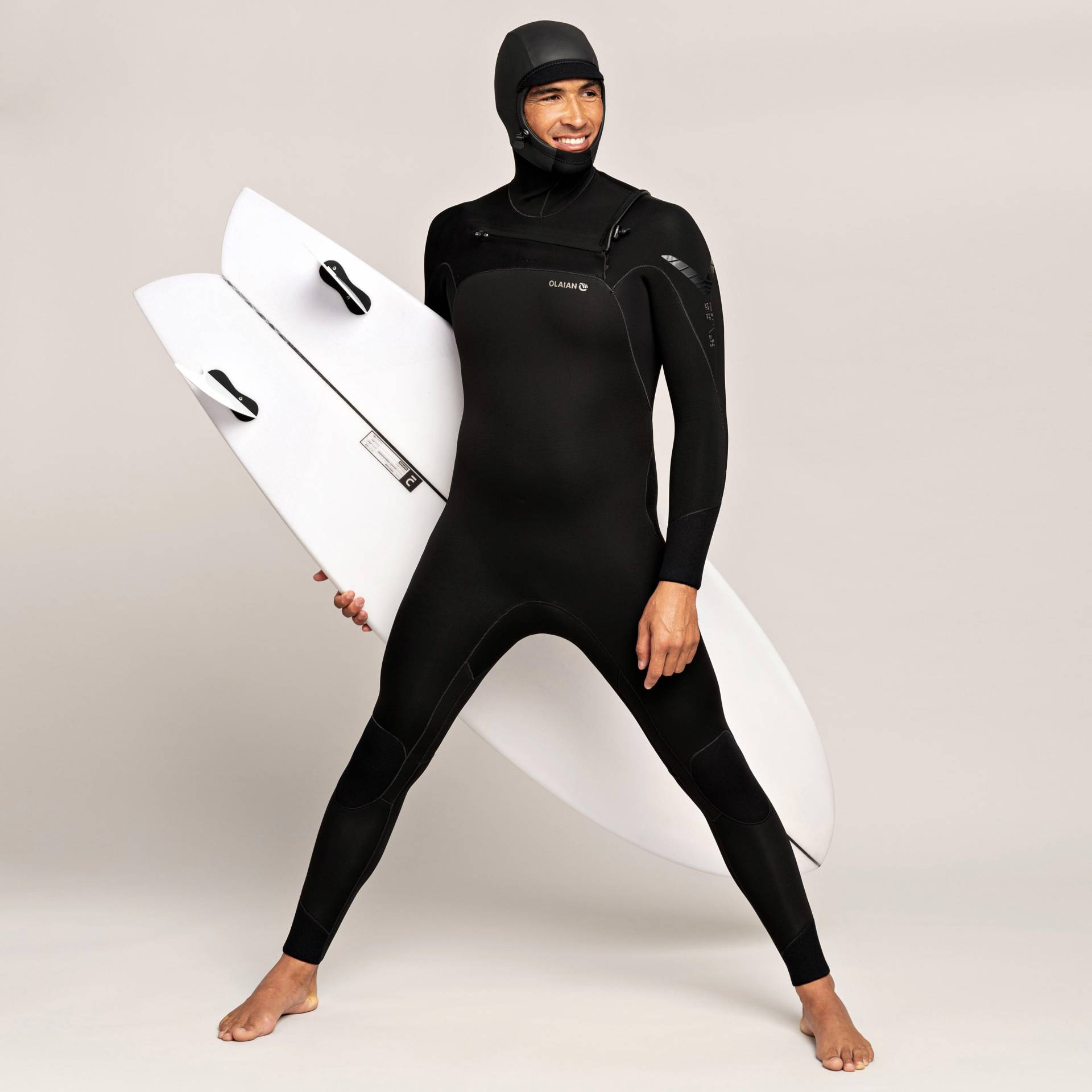 Neoprenanzug Surfen Herren 5/4 mm - 900 mit Kopfhaube von OLAIAN