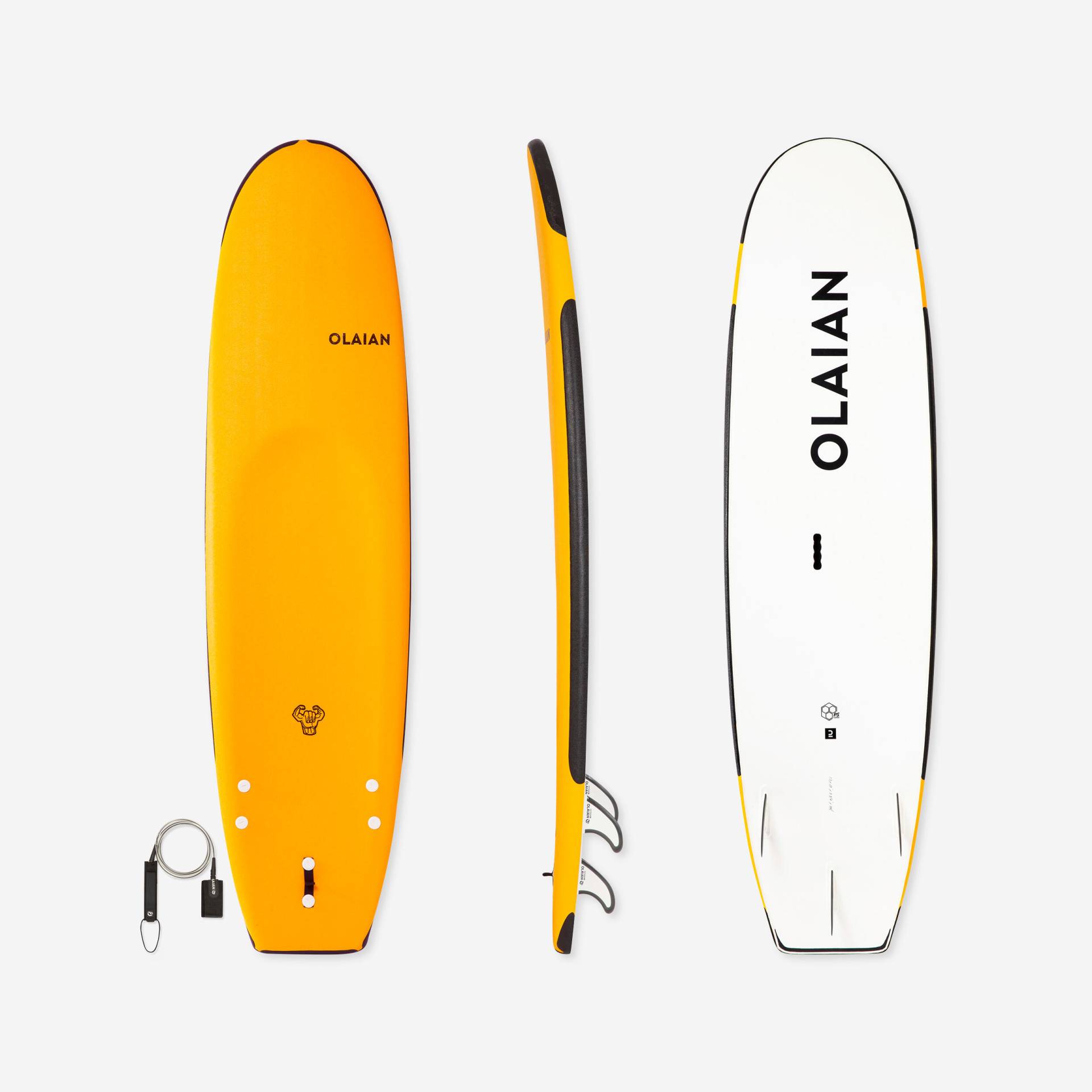 Surfboard 100 Schaumstoff verstärkt 7'5" 84 L mit Leash von OLAIAN