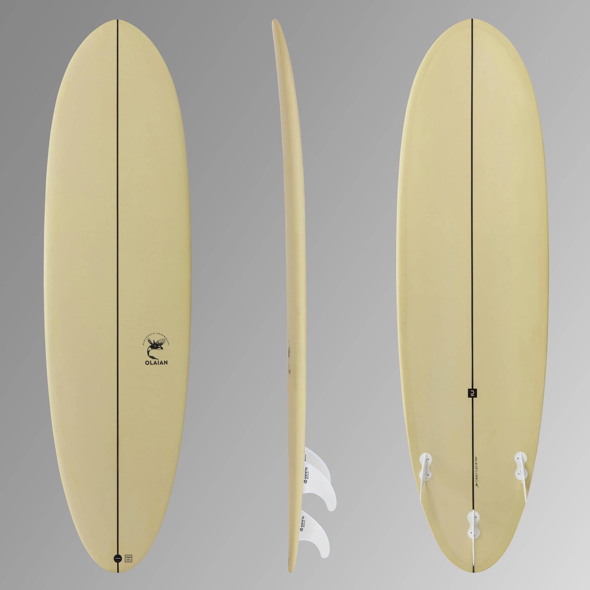 Surfboard 500 Hybrid 6'4" mit drei Finnen von OLAIAN