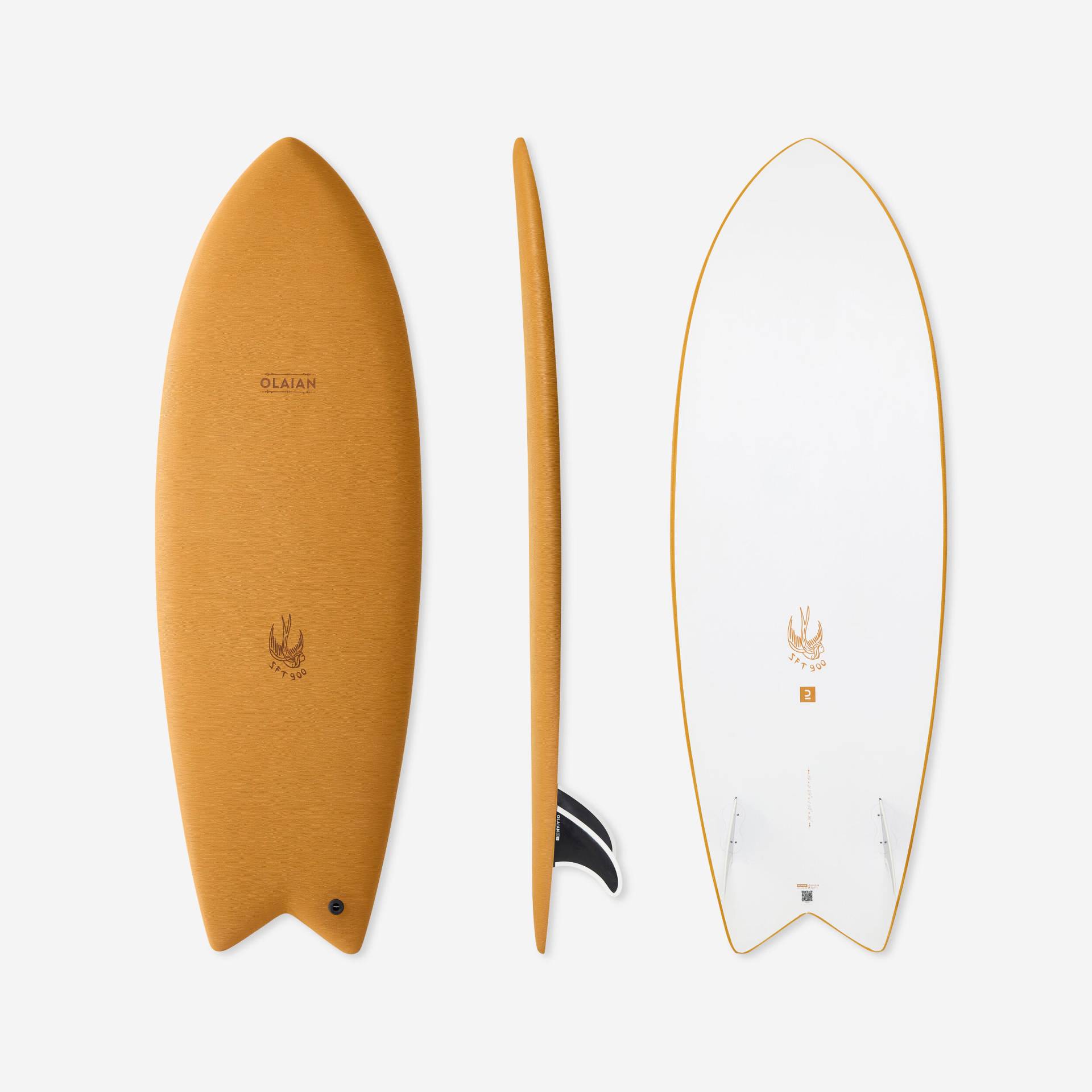 Surfboard Epoxy Soft 5'6' inkl. zwei Finnen - 900 von OLAIAN