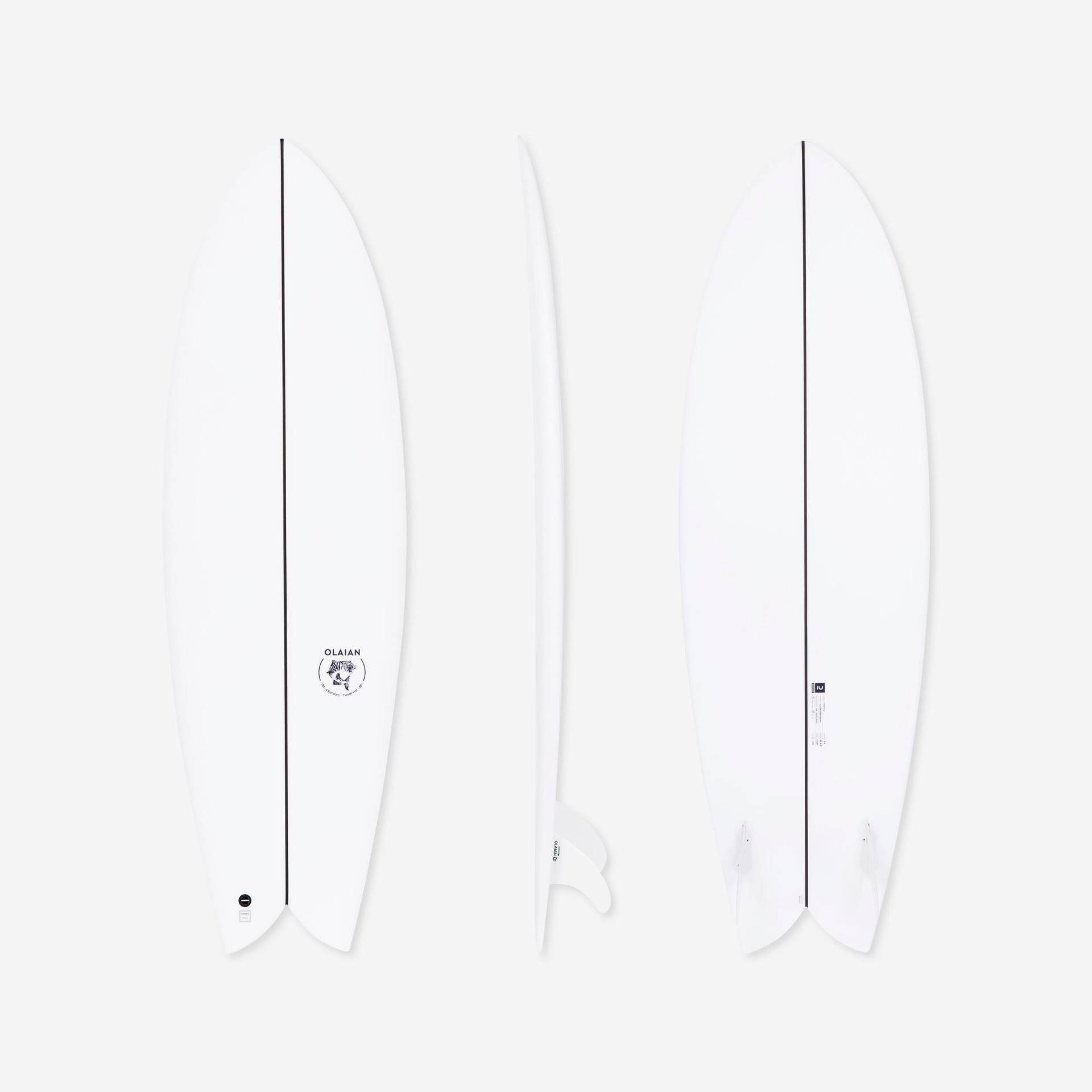 Surfboard 35 l 5'8 Zoll mit 2 Twin-Finnen - Fish 900 von OLAIAN
