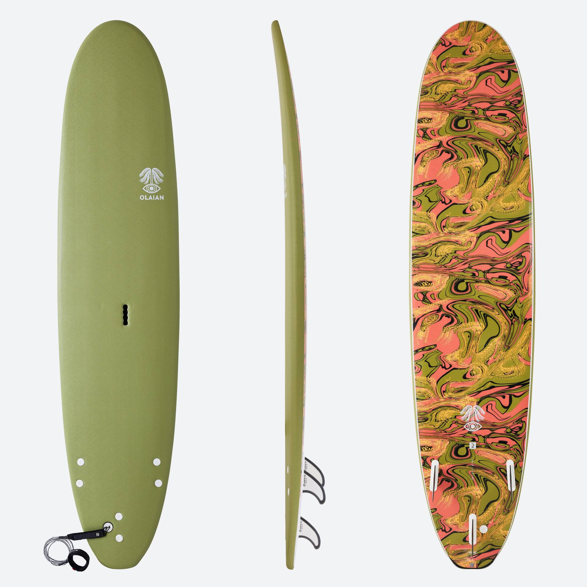 Surfboard Schaumstoff 8'6' - 500 khaki von OLAIAN