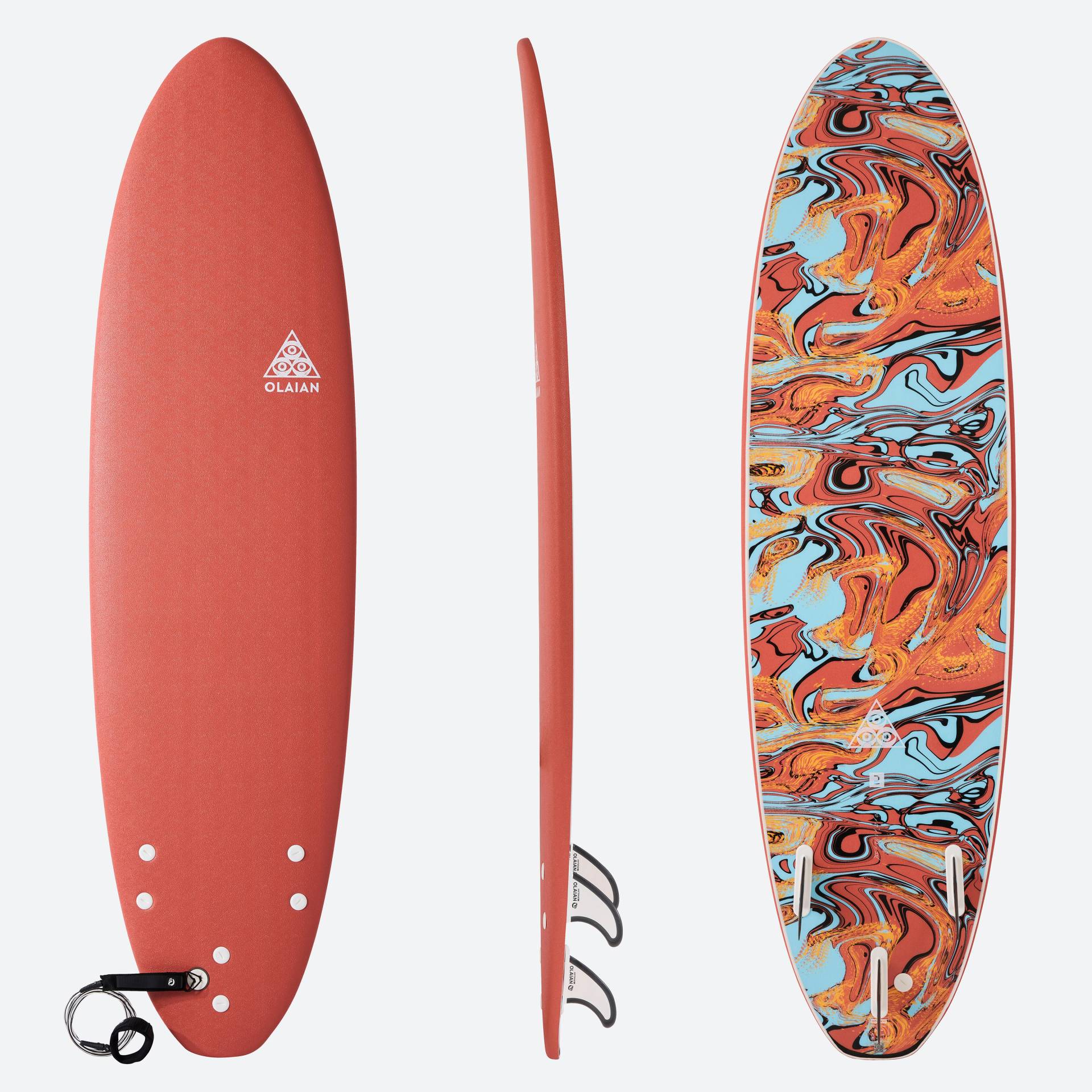 Surfboard 7' Erwachsene/Kinder Schaumstoff - 500 Soft orange von OLAIAN